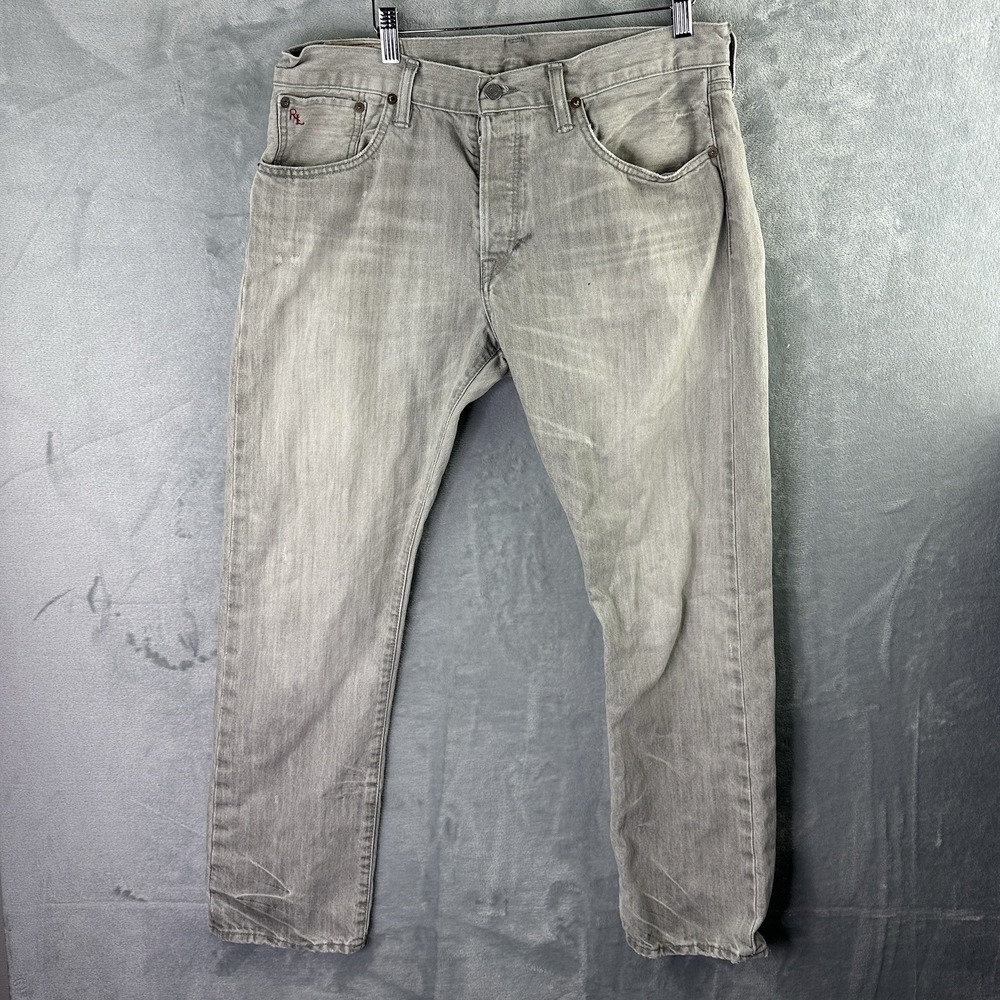 Polo Ralph Lauren Jeans Mens 38x30 Gray‎ Cotton Denim Straight Leg